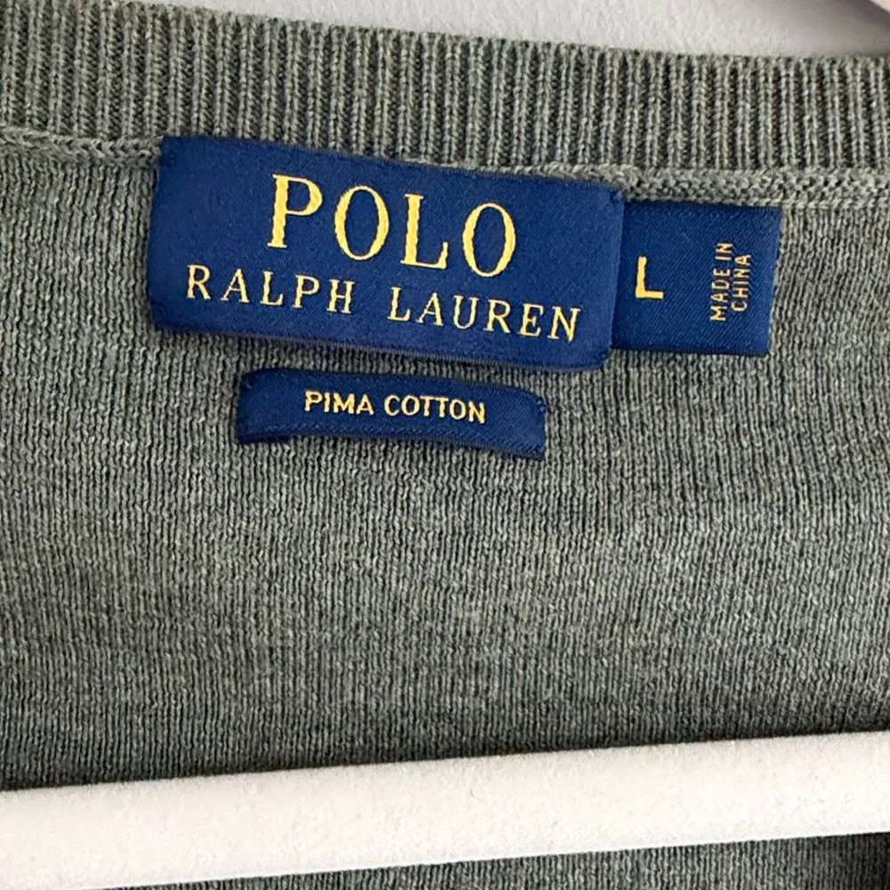 Ralph Lauren V-Neck Sweater in Olive with Red Pony - Picture 2 of 3